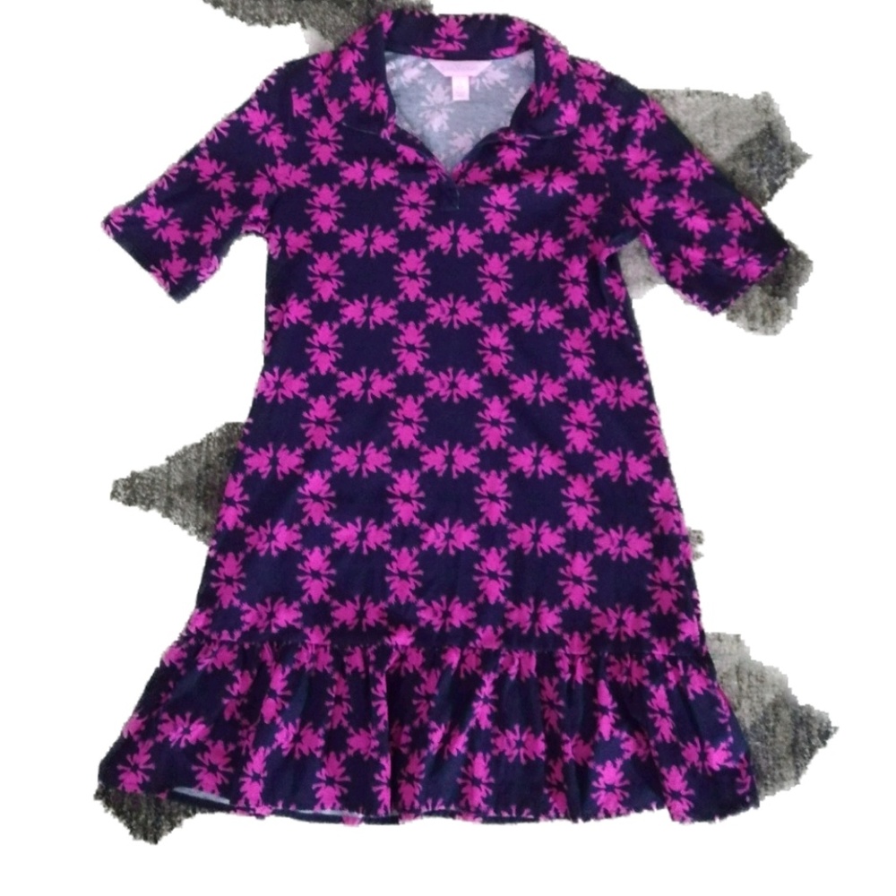 Lilly Pulitzer "Get Hoppy" girls ruffle dress L